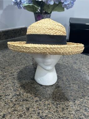Straw Boater Hat with Black Band